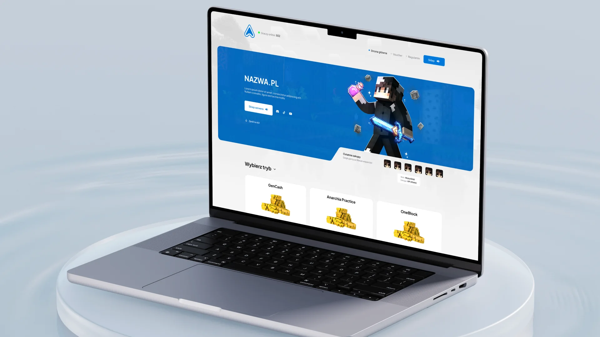 Template, projekt ui/ux dla: Itemshop Minecraft