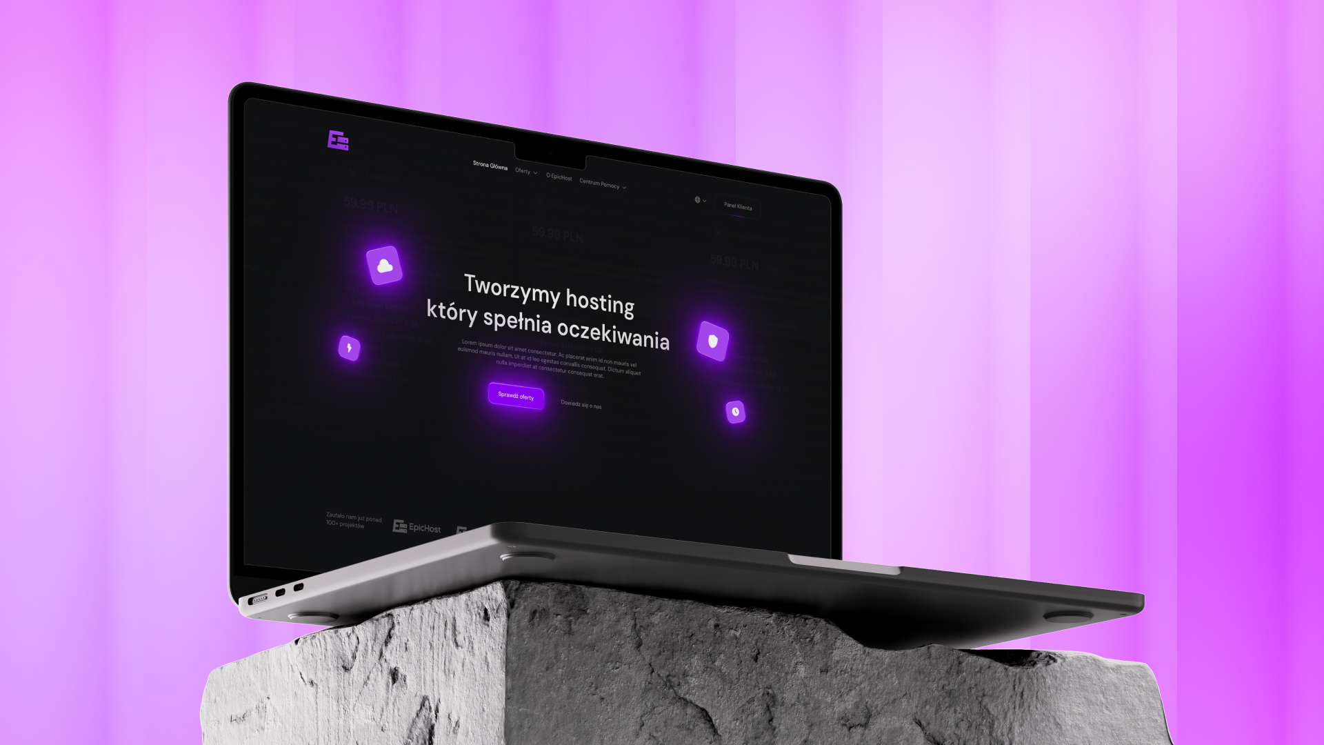Epichost hosting Minecraft VPS design UI mockup
