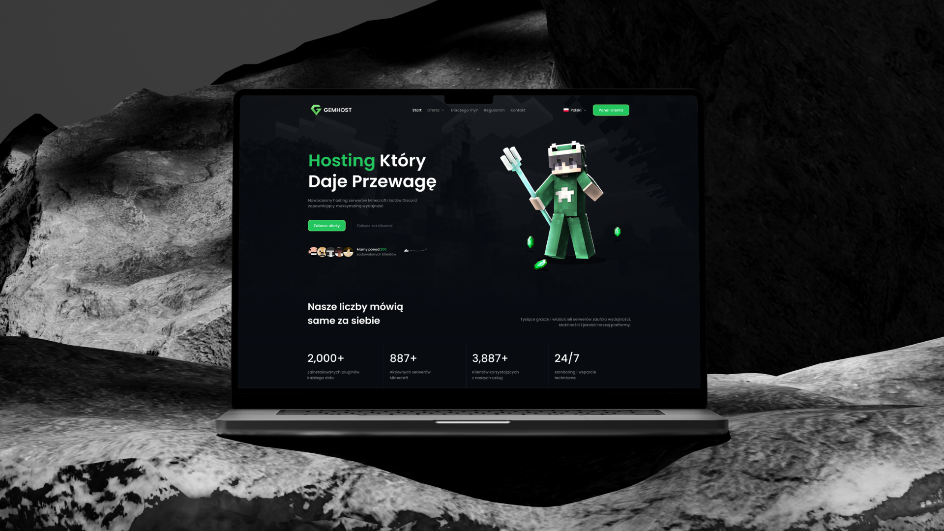 Gemhost hosting Minecraft design UI